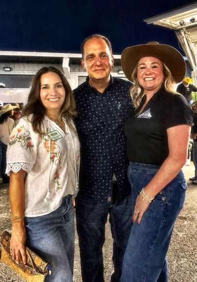 L to R FNGLA 2025-26 President Marcella Lucio-Chinchilla Jorge Abreu of FDACS and Dade County Farm Bureau President Heather Moehling gather at the Dade County Farm Bureaus 46th Annual BBQ. Courtesy Photo